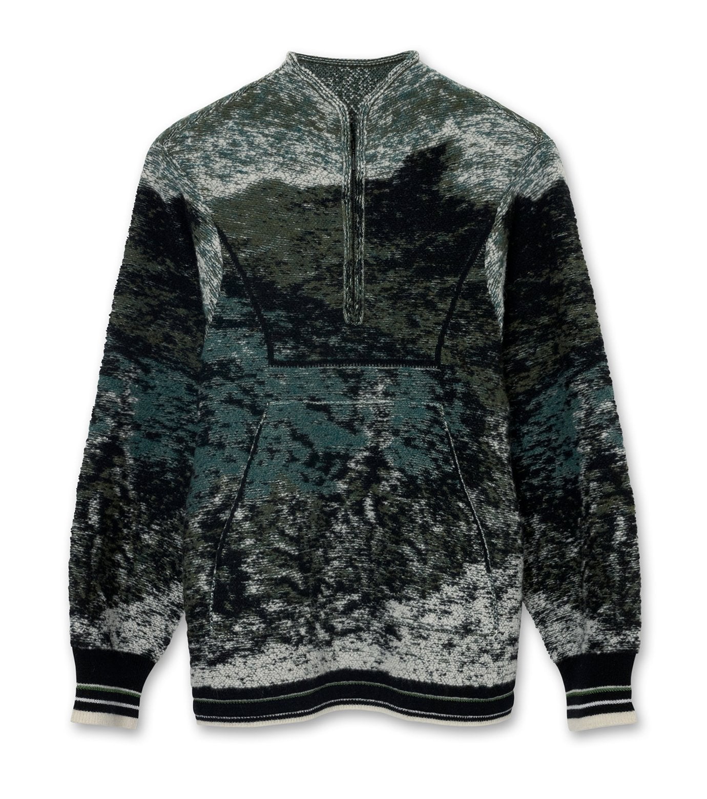 Pile Jqd Half Zip Knit Top