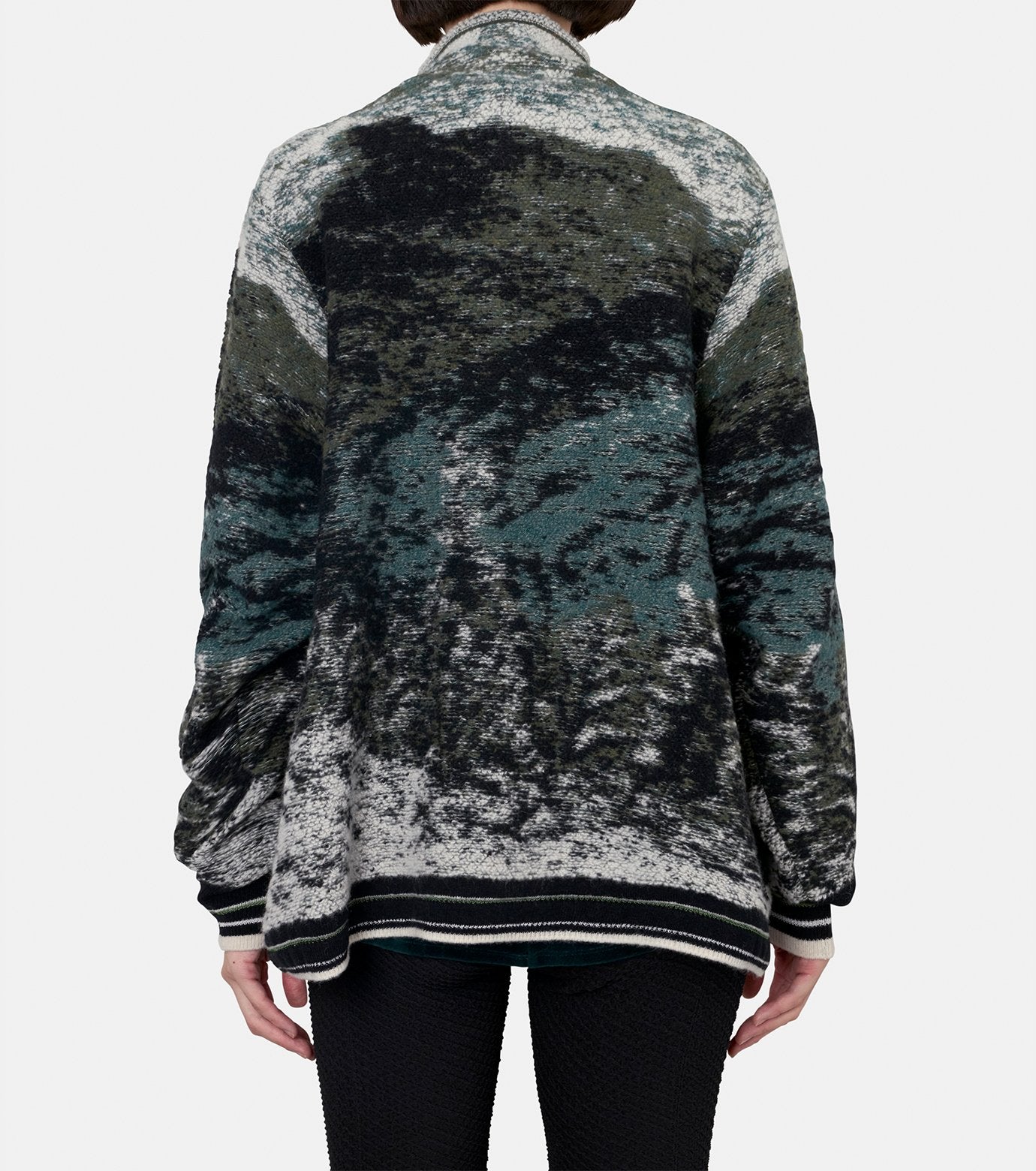 Pile Jqd Half Zip Knit Top