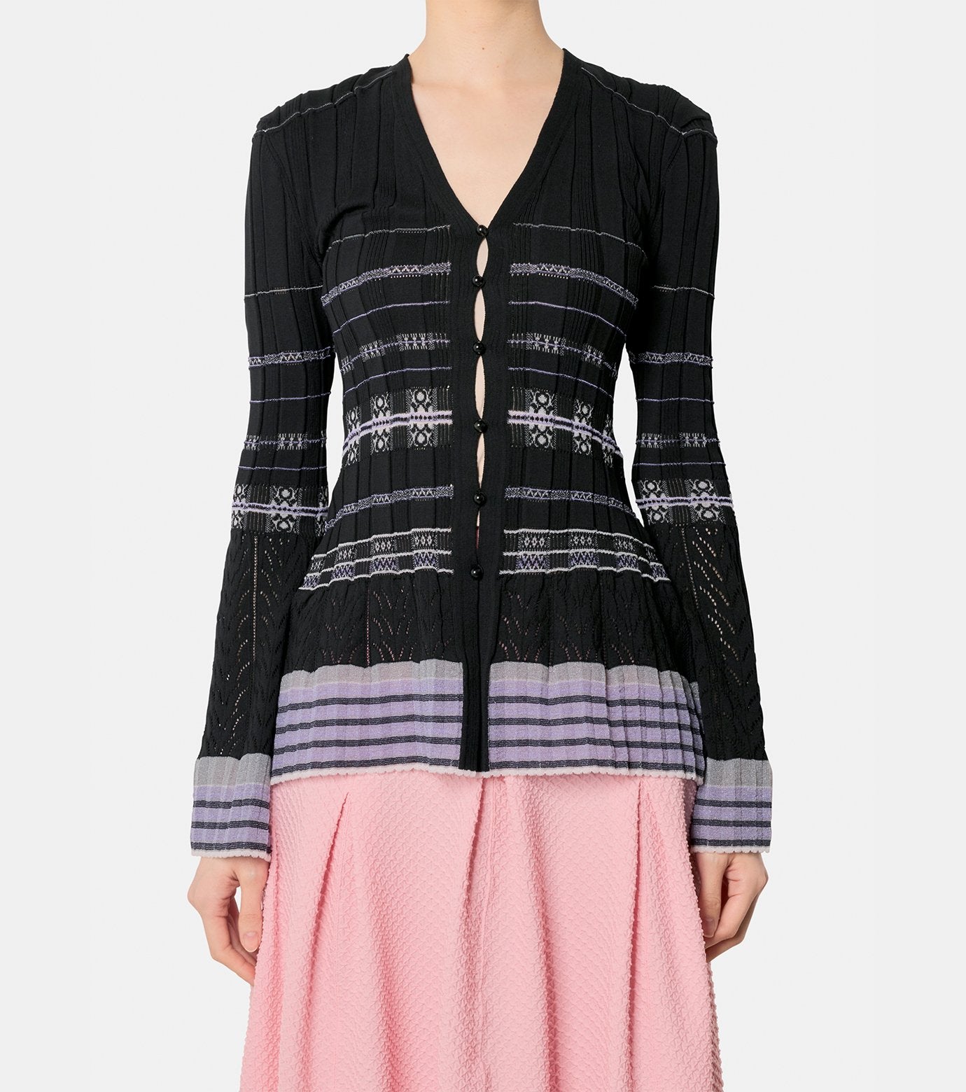 Rib Lace Knit Cardigan