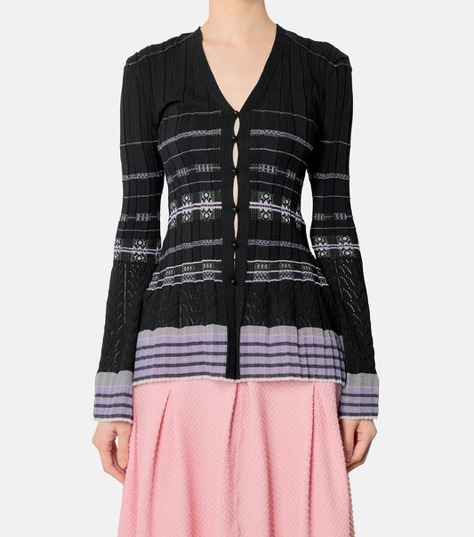 Rib Lace Knit Cardigan