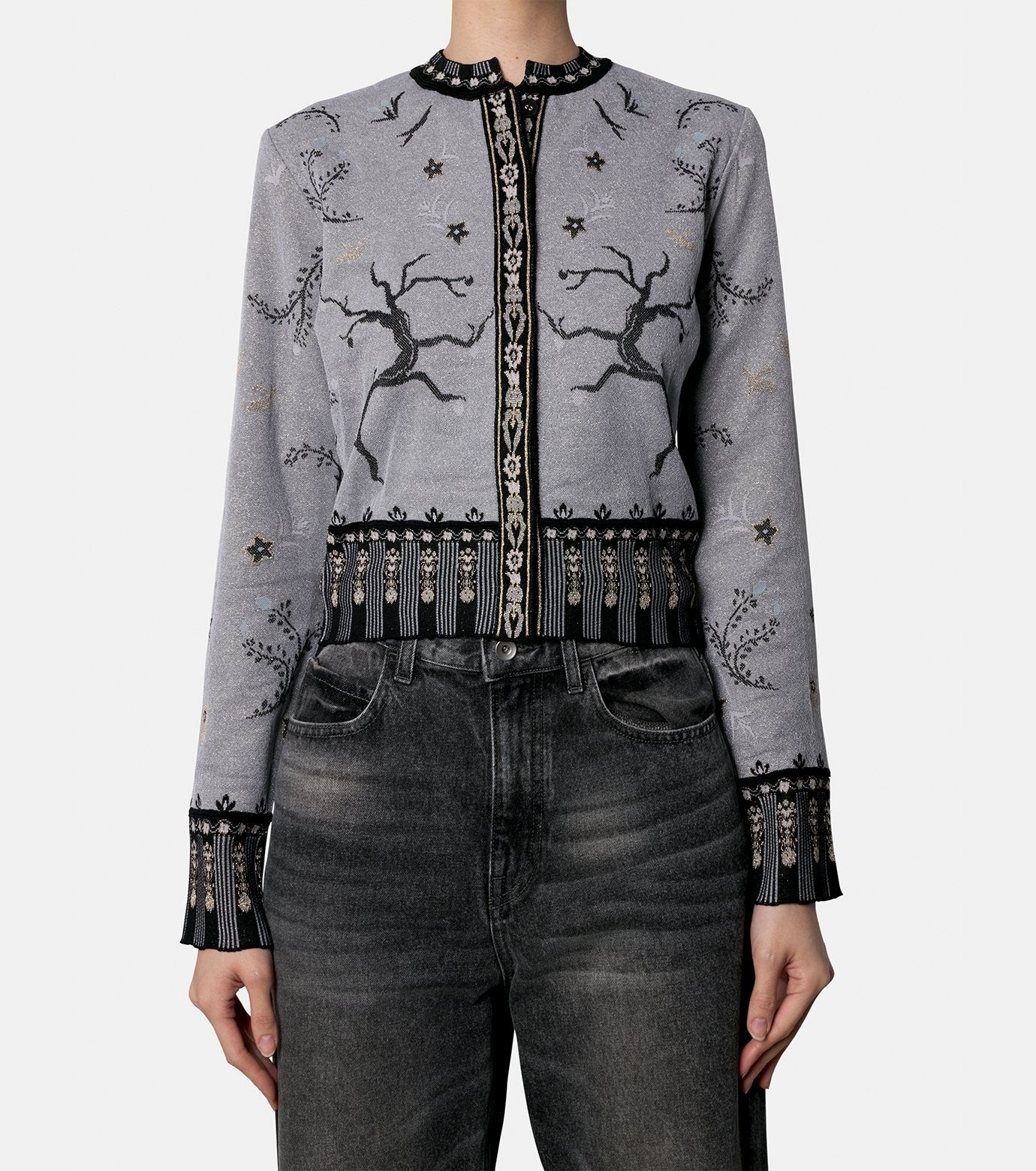 Jacquard Knit Cardigan
