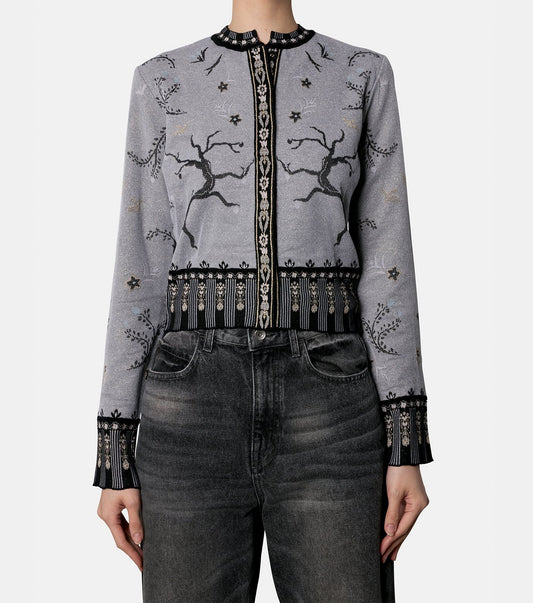 Jacquard Knit Cardigan