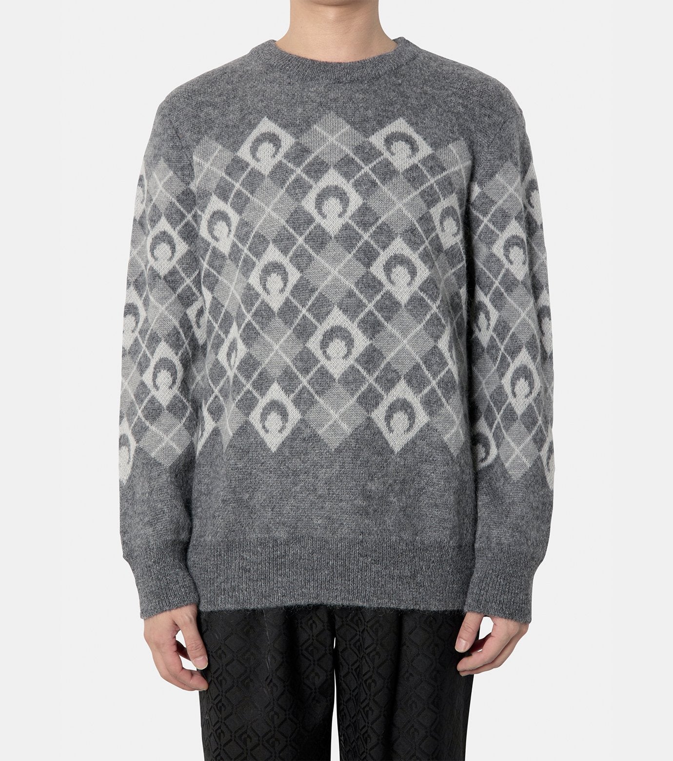 MOON ARGYLE KNIT CREWNECK SWEATER