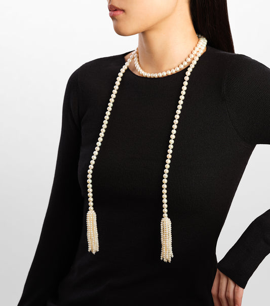 W tassel Pearl Necklace