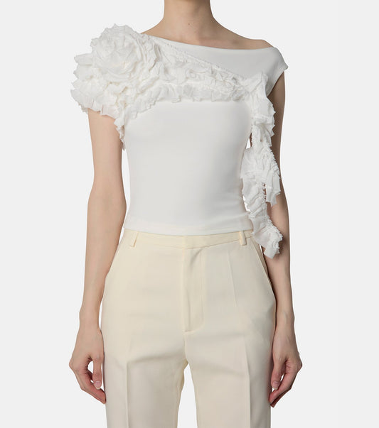 Flower Draped Off Shoulder Top
