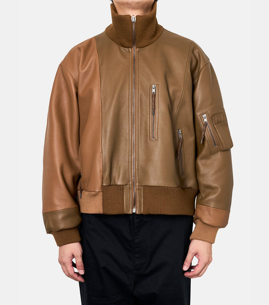 SPLICED LEATHER BOMBER