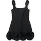 Black Crepe 3D Flower Mini Dress