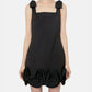 Black Crepe 3D Flower Mini Dress