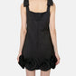 Black Crepe 3D Flower Mini Dress