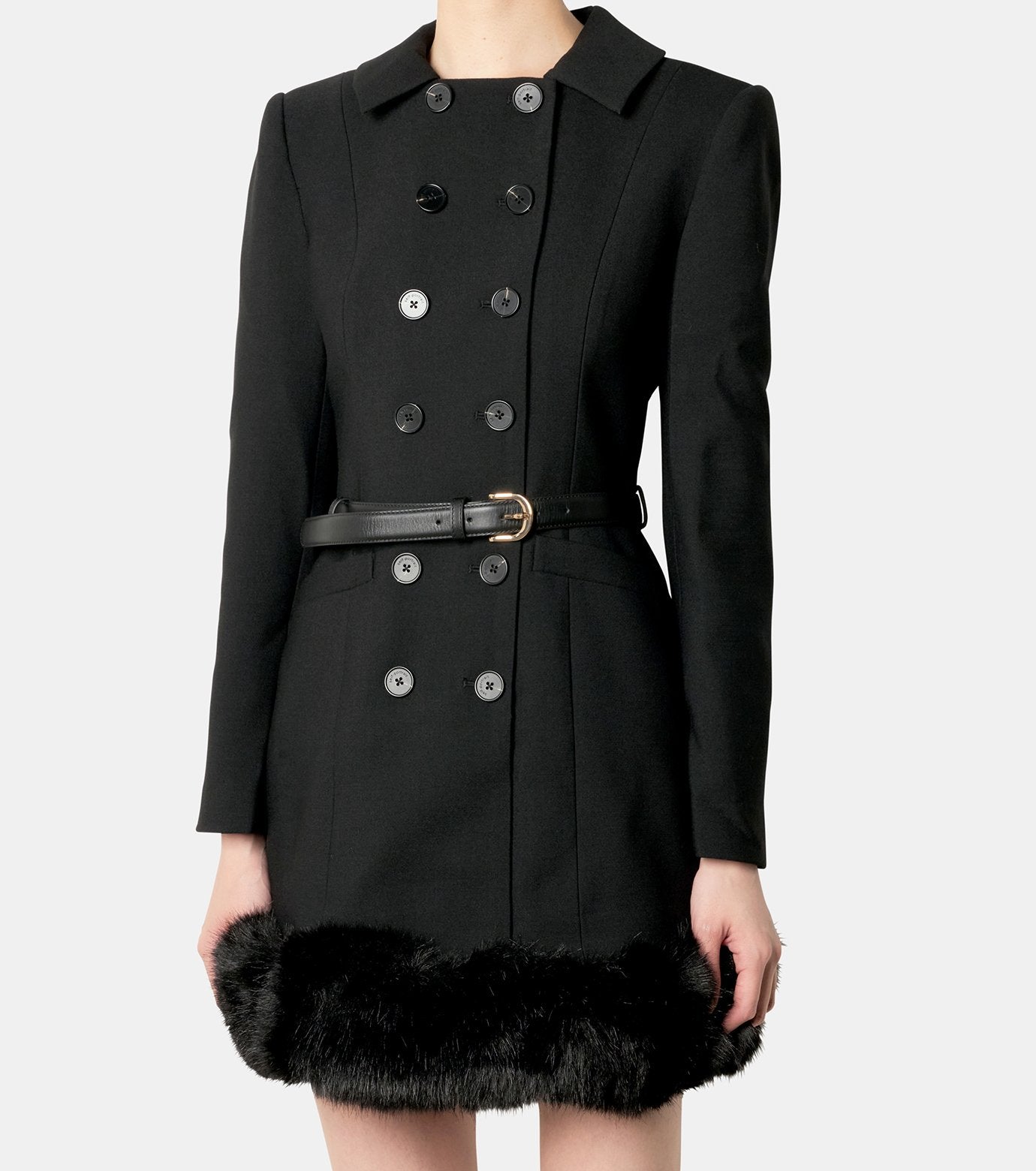 Black Wool Double Breasted Mini Dres