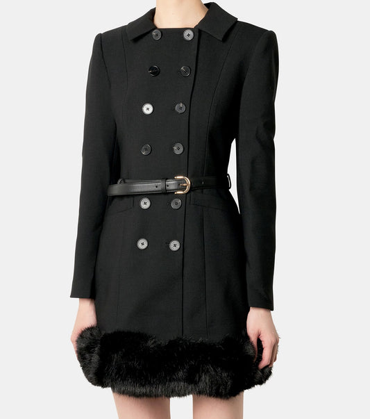 Black Wool Double Breasted Mini Dres