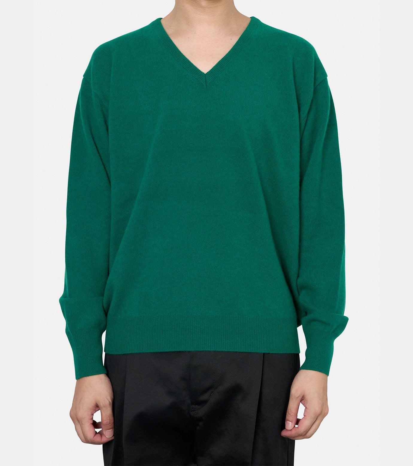 PURE CASHMERE KNIT V NECK LS