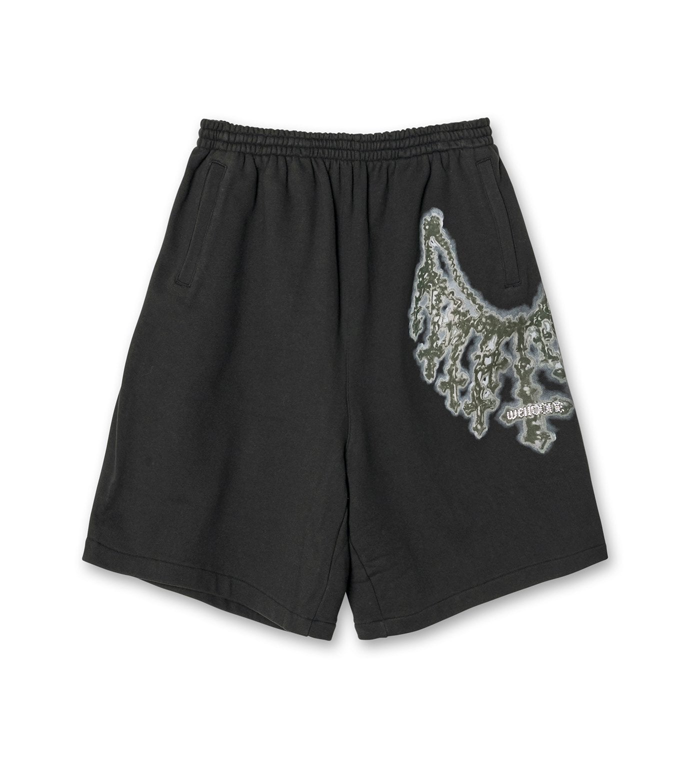 BLACK CROSS NECKLACE SWEAT SHORTS