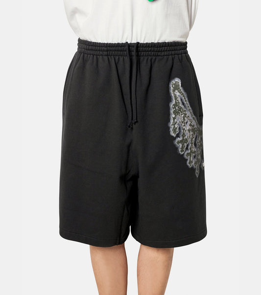 BLACK CROSS NECKLACE SWEAT SHORTS