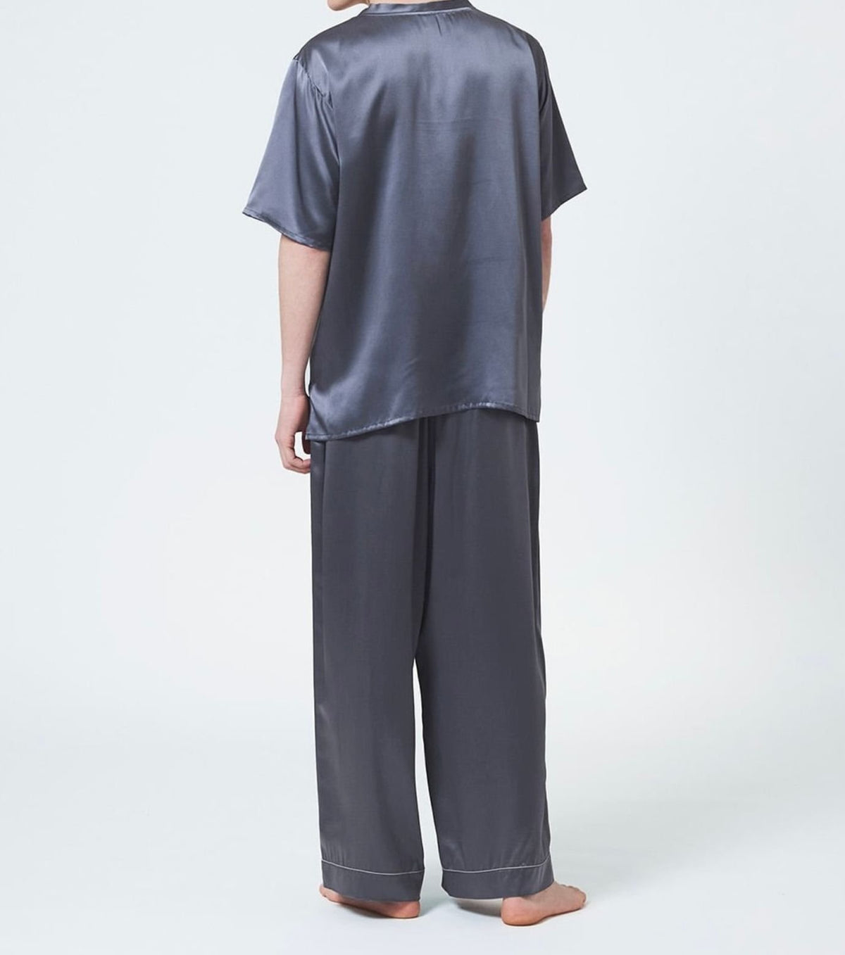 Silk Satin Pullover Charcoal Gray