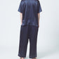 Silk Satin Pullover Elegant Navy