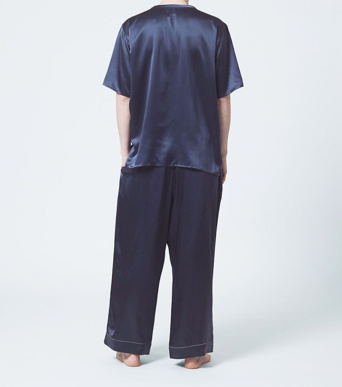 Silk Satin Pullover Elegant Navy