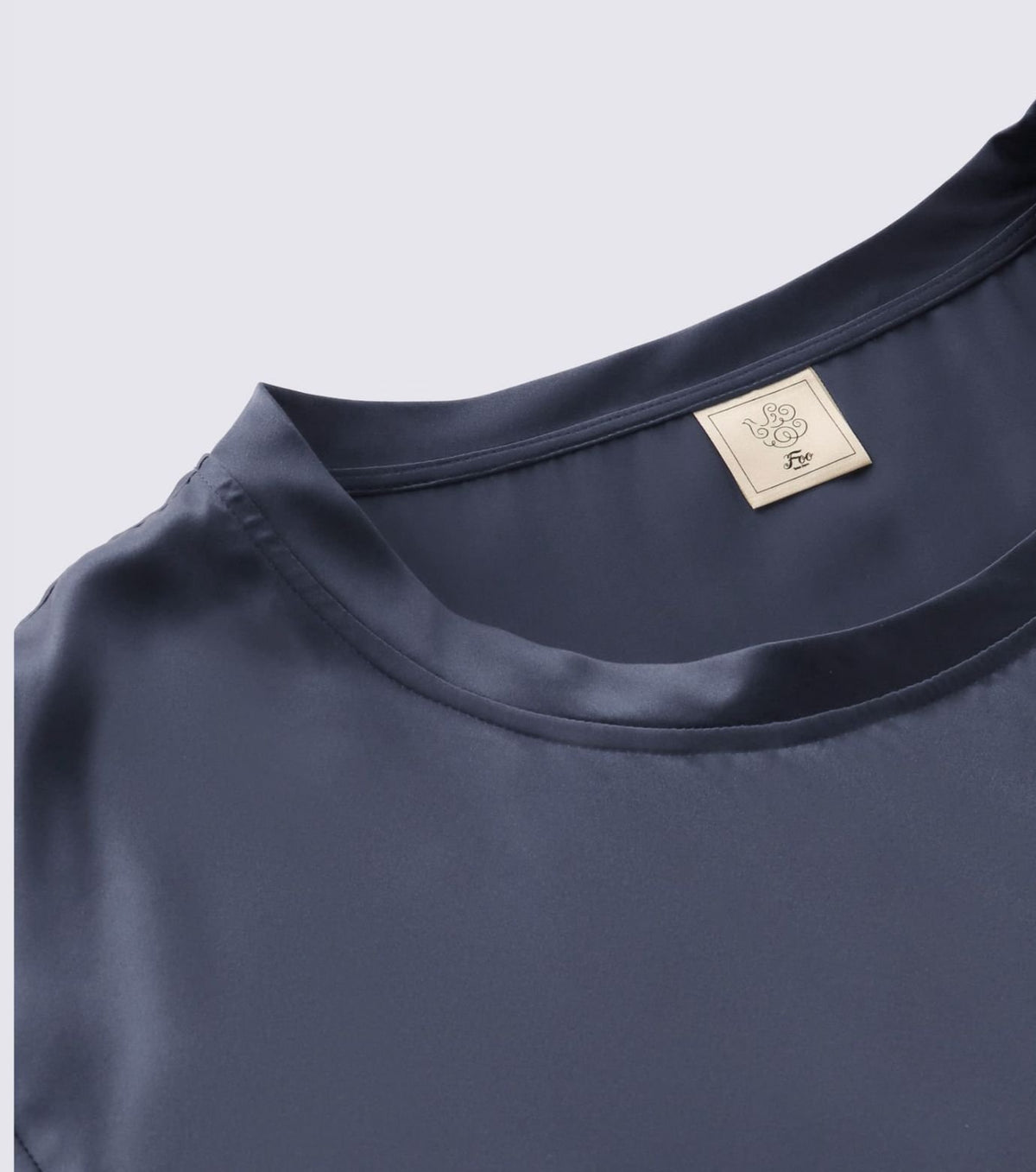 Silk Satin Pullover Elegant Navy
