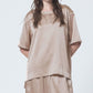 Silk Satin Pullover Pink Beige