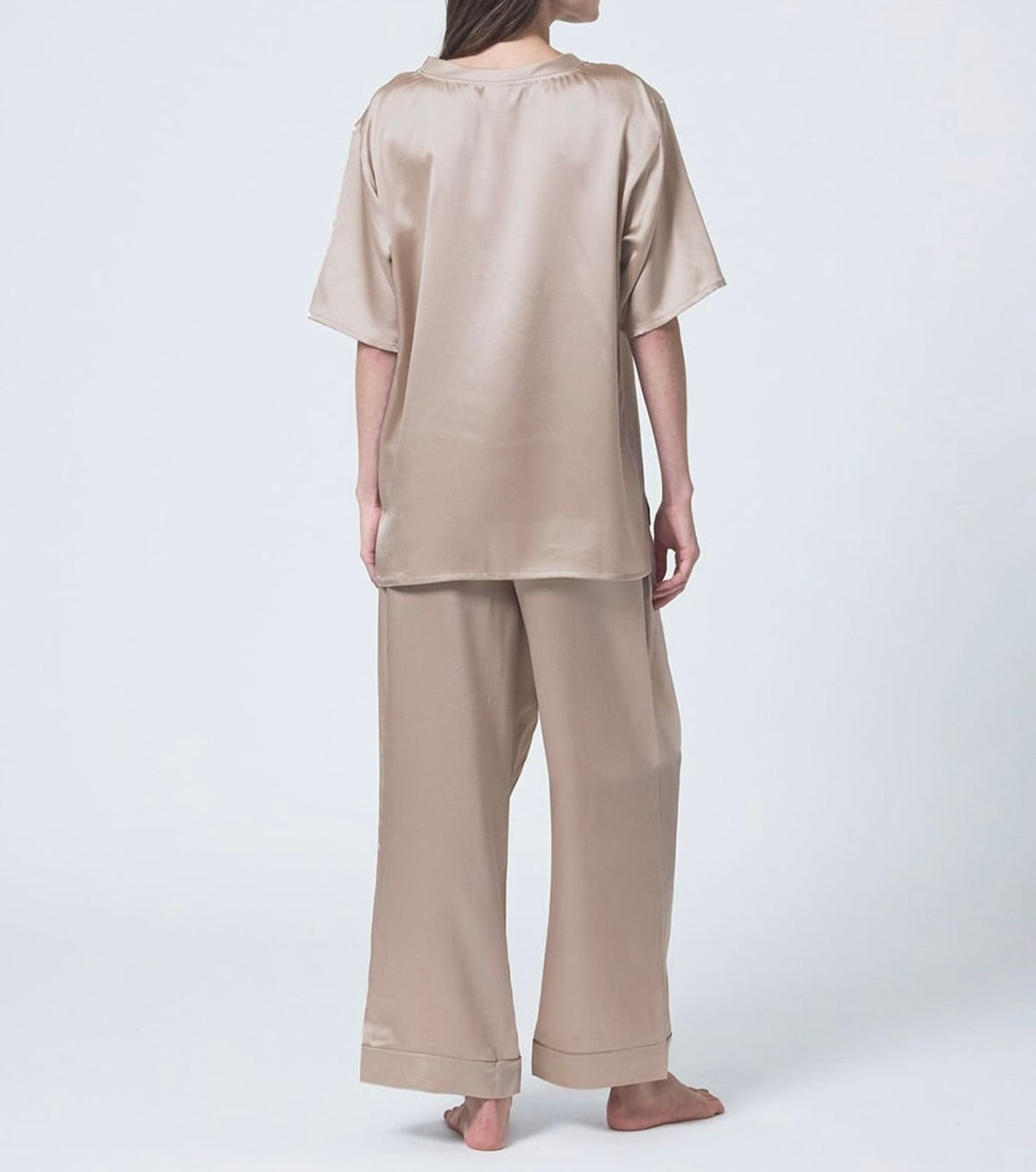 Silk Satin Pullover Pink Beige