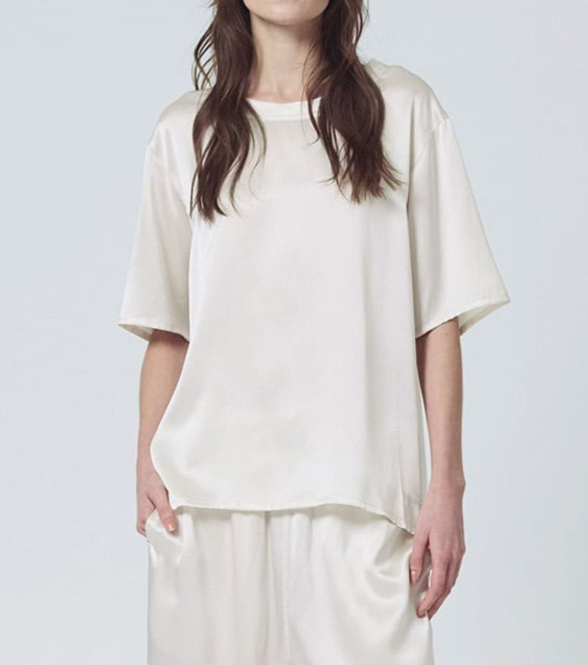 Silk Satin Pullover Perl White