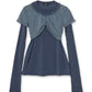 BLUE WOMENS WASHED LAYERED LOGO T-SH