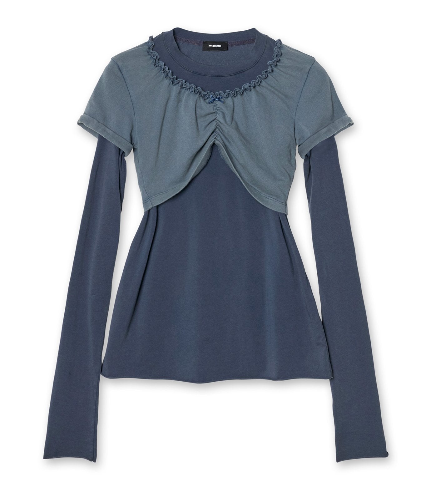BLUE WOMENS WASHED LAYERED LOGO T-SH