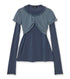BLUE WOMENS WASHED LAYERED LOGO T-SH