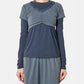 BLUE WOMENS WASHED LAYERED LOGO T-SH