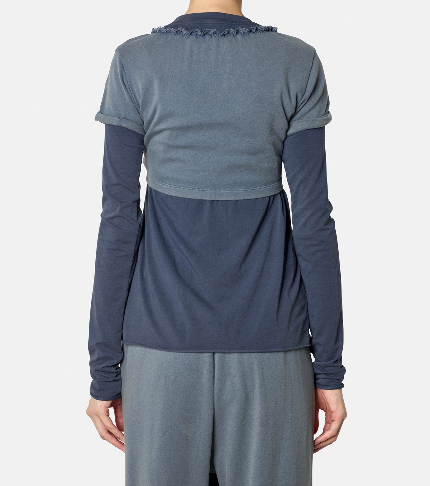 BLUE WOMENS WASHED LAYERED LOGO T-SH