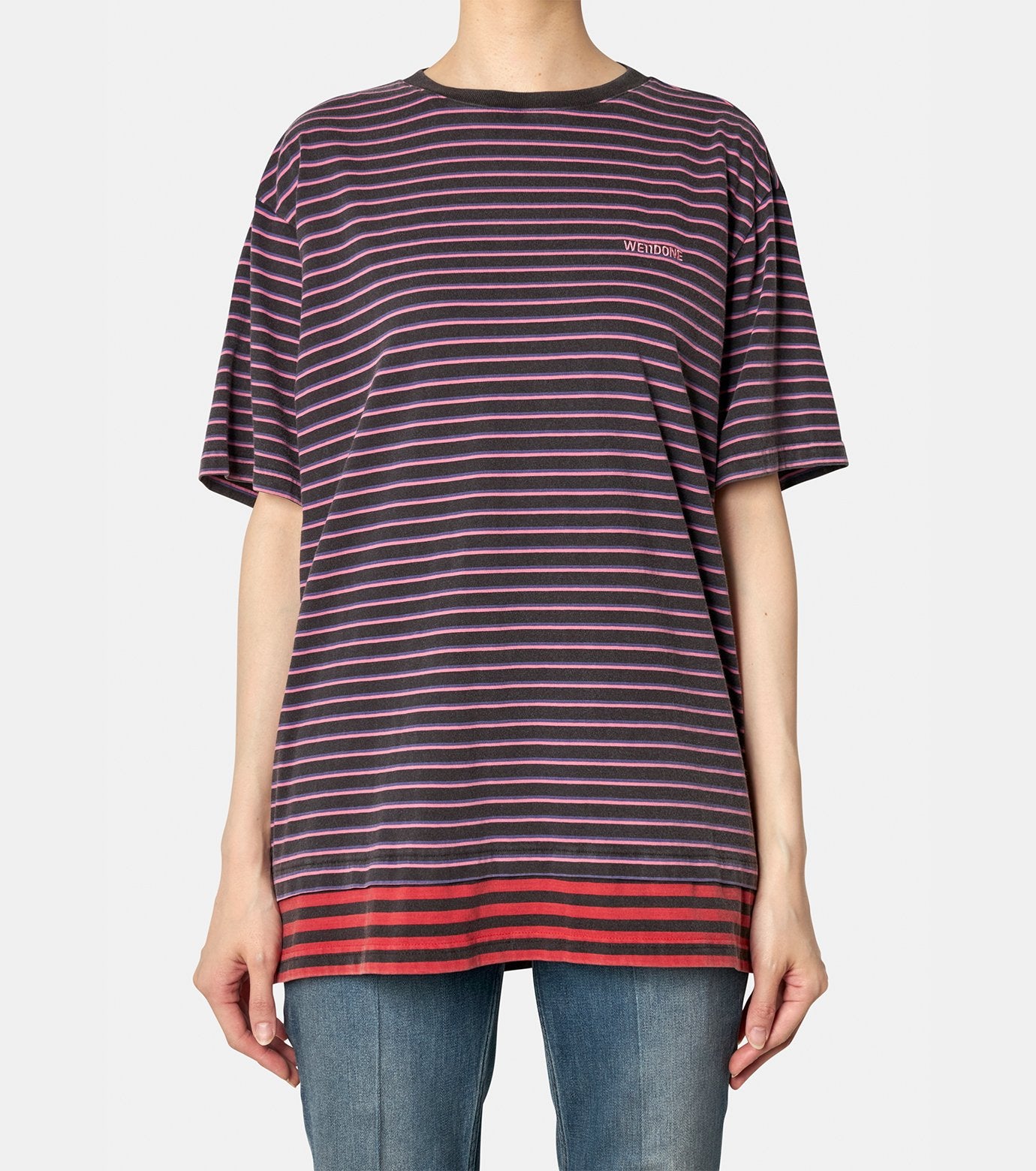 PINK STRIPE LAYERED T-SHIRT