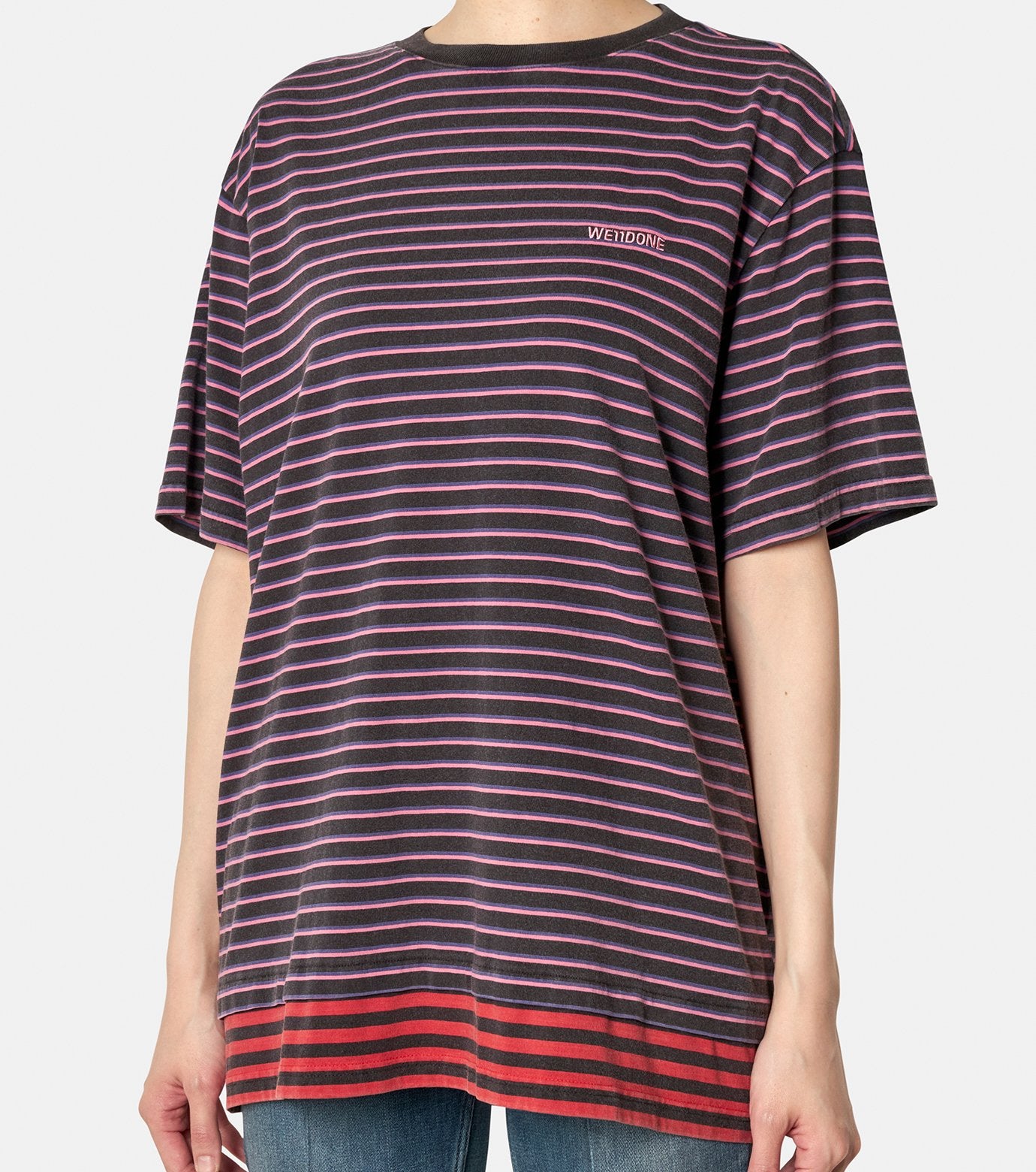 PINK STRIPE LAYERED T-SHIRT