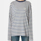 NAVY PEARL STRIPE LONG-SLEEVED T-SHI