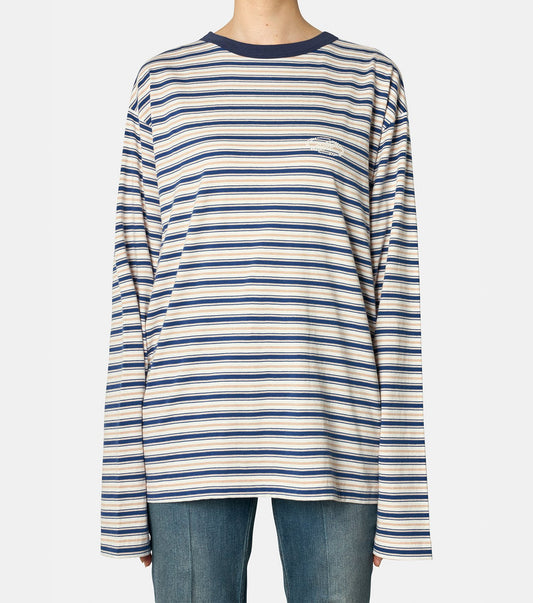 NAVY PEARL STRIPE LONG-SLEEVED T-SHI