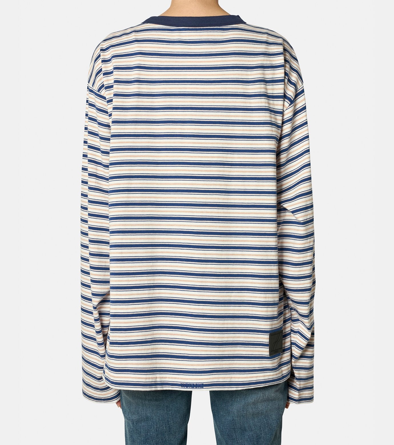 NAVY PEARL STRIPE LONG-SLEEVED T-SHI