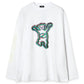 WHITE COLORFUL TEDDY PRINT LONG-SLEE