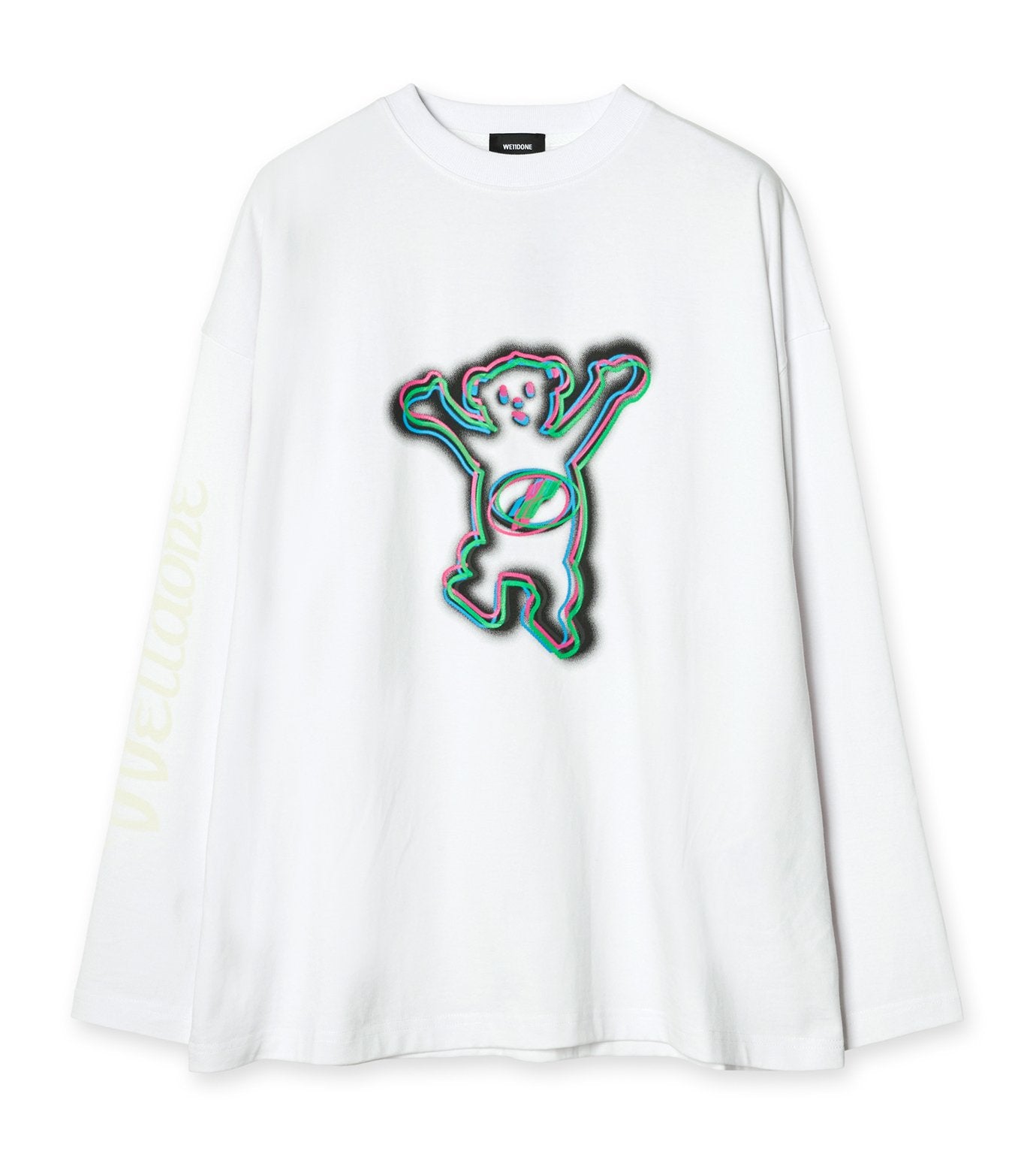 WHITE COLORFUL TEDDY PRINT LONG-SLEE