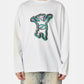WHITE COLORFUL TEDDY PRINT LONG-SLEE