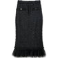 Tulle Layered Tweed Midi Skirt