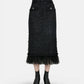 Tulle Layered Tweed Midi Skirt