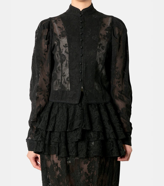 Emb Lace Col Montant Top