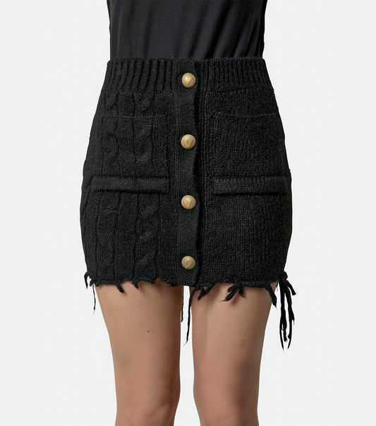 Split Cardigan Mini Skirt