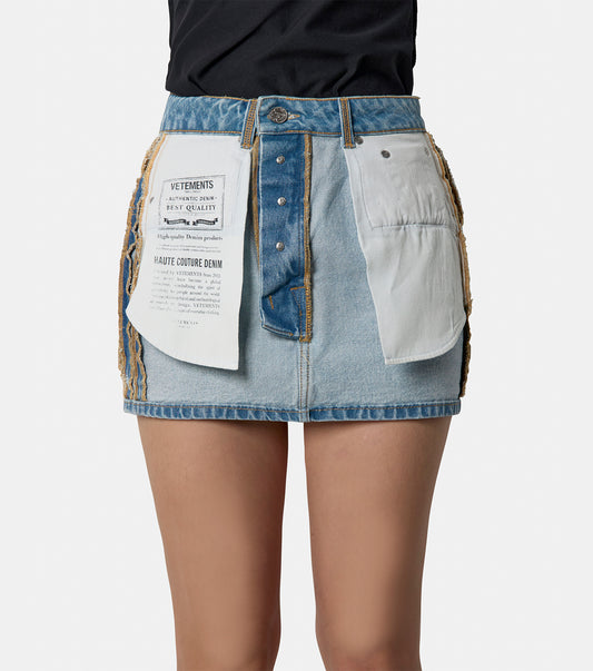 Inside-Out Denim Mini Skirt