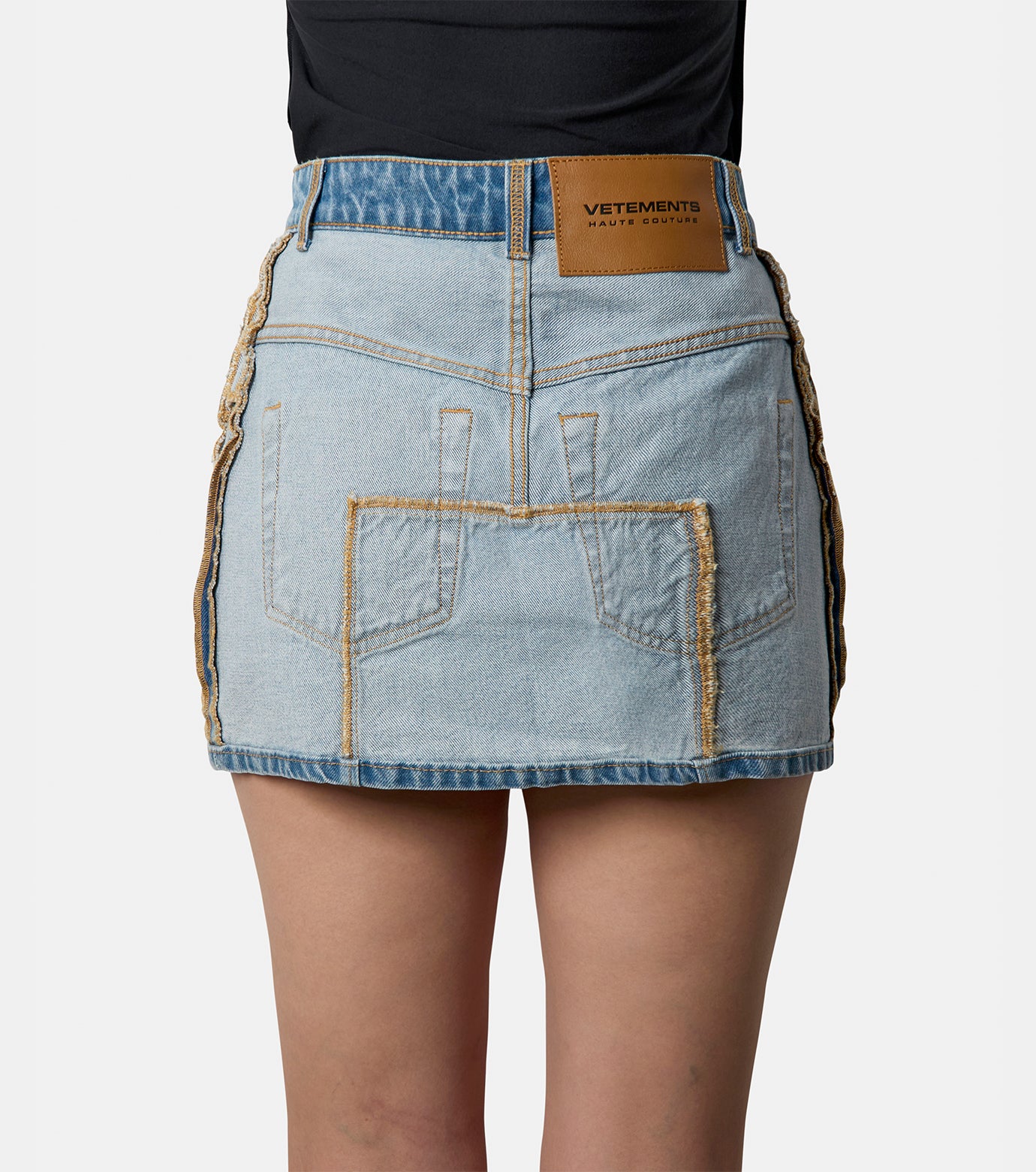 Inside-Out Denim Mini Skirt