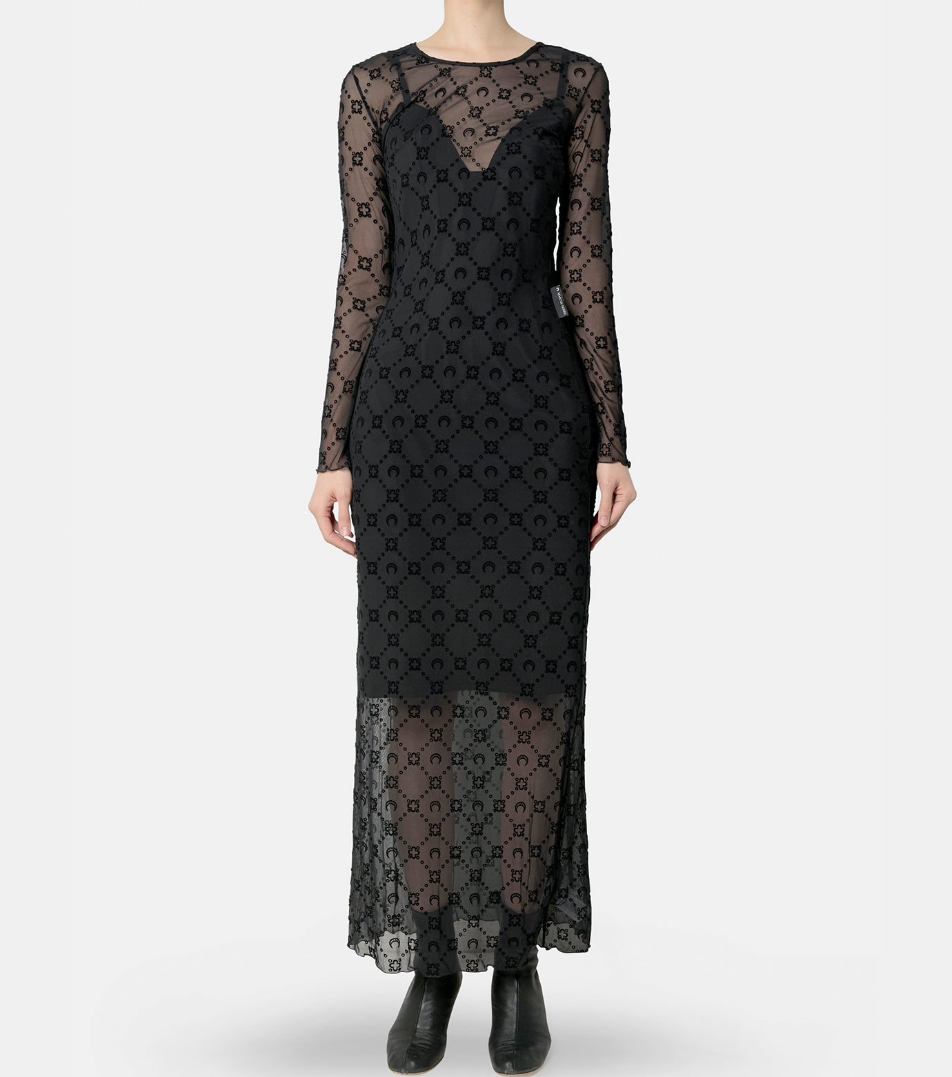 Moonogram Mesh Flock Long Dress
