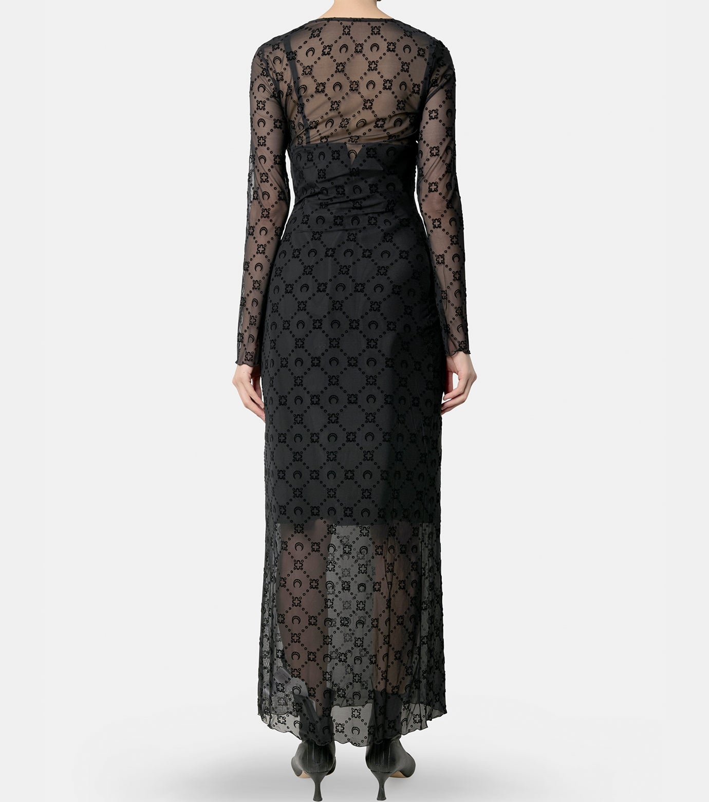 Moonogram Mesh Flock Long Dress
