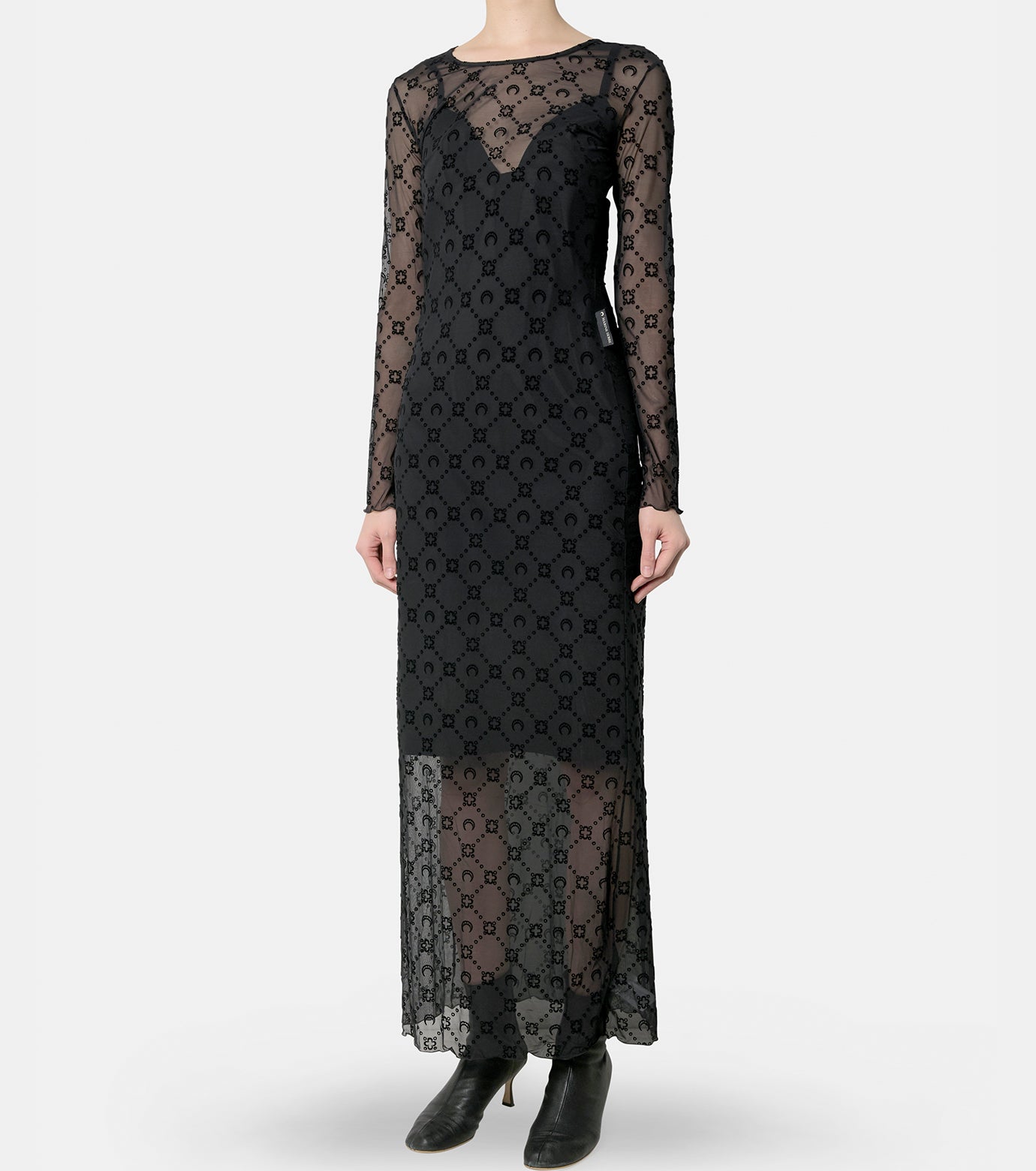 Moonogram Mesh Flock Long Dress
