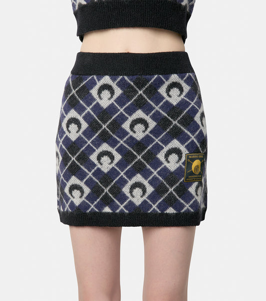 Moon Argyle Knit Mini Skirt