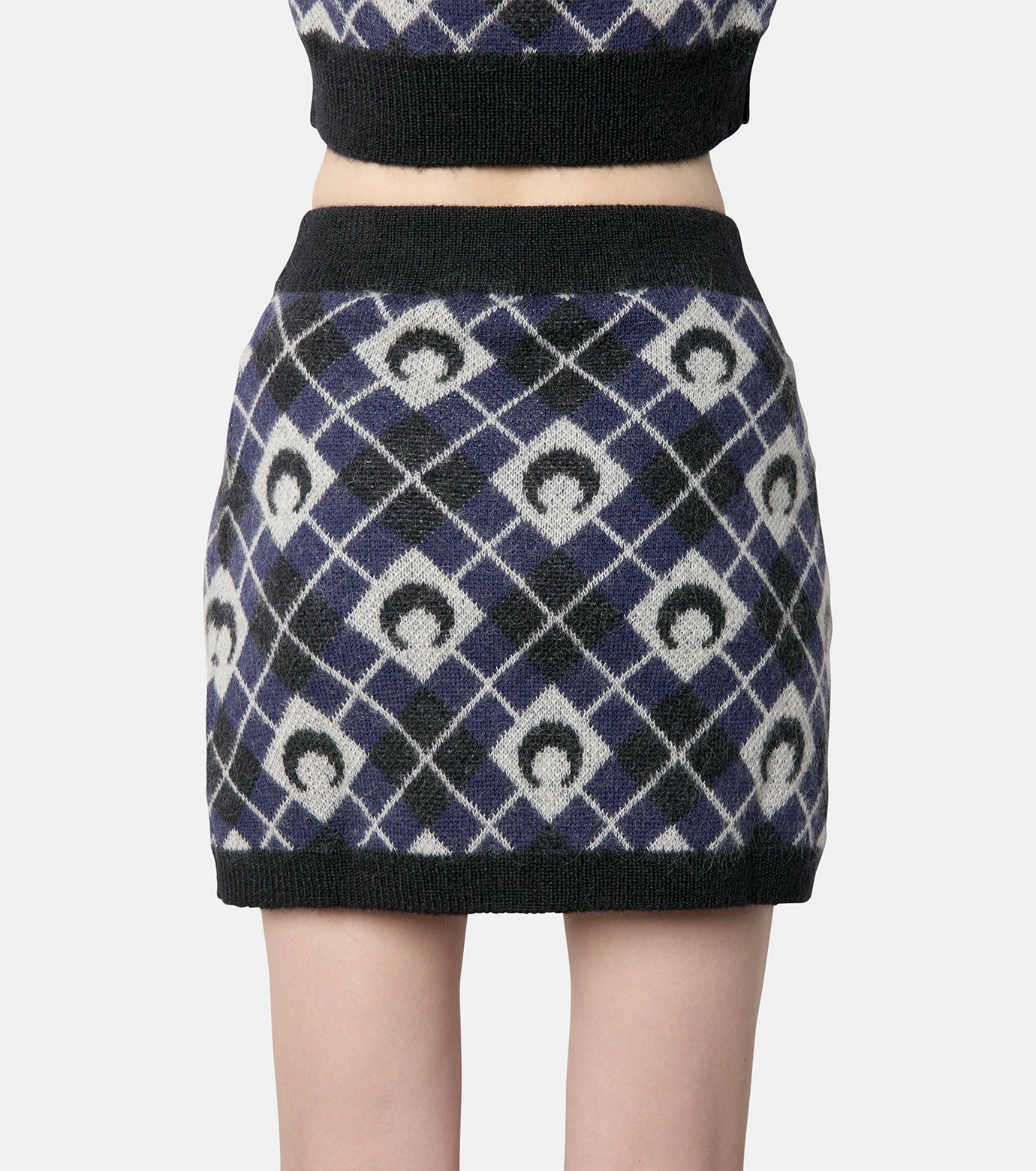 Moon Argyle Knit Mini Skirt