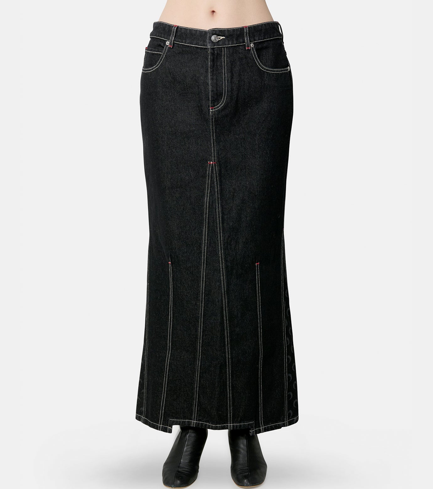 Moon Laser Denim Long Skirt